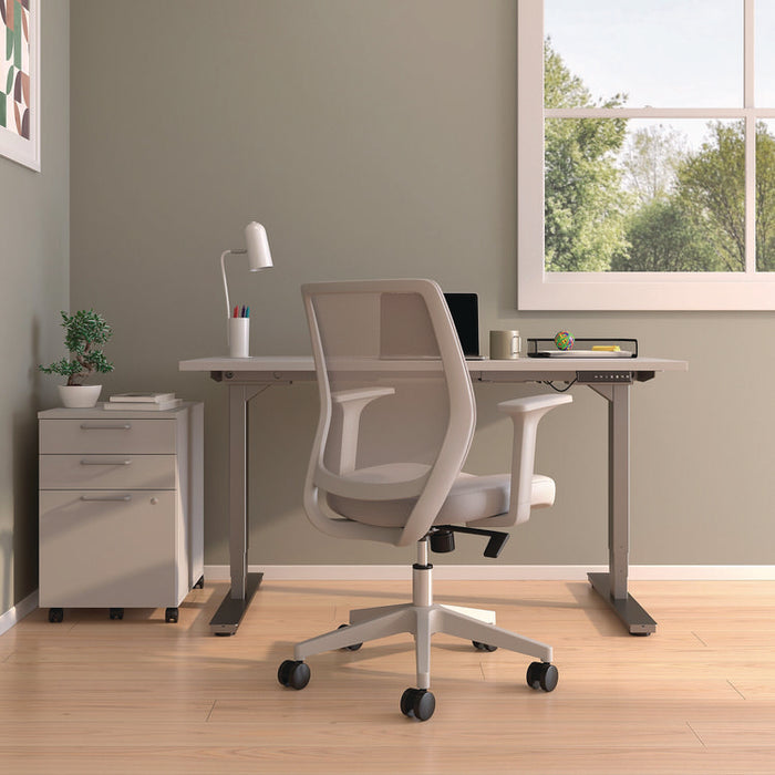 Alera Wessex Ergonomic Fabric Mesh Swivel Task Chair, Supports 275 lb, 17.09 to 20.83 Seat Height, Gray Seat/Back, White Base