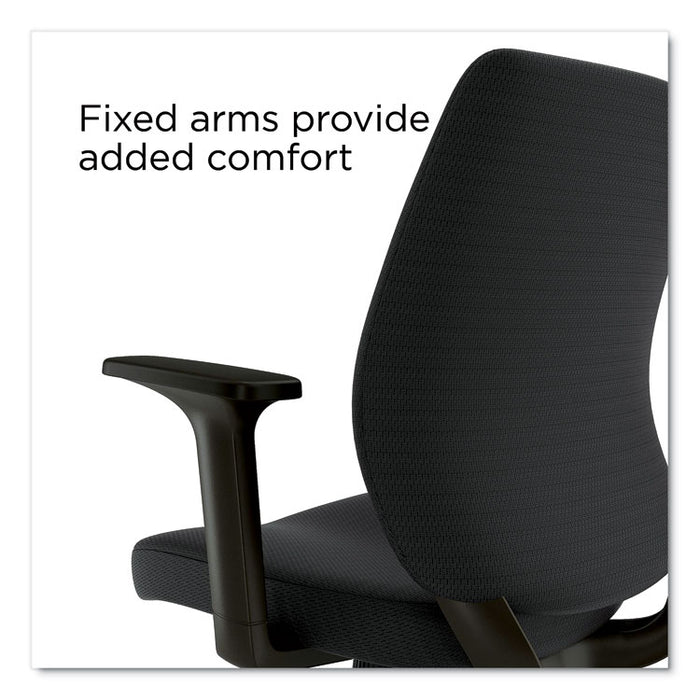 Alera Wessex Ergonomic Fabric Task Chair, Supports Up to 275 lb, 17.13 to 20.83 Seat Height, Black Seat/Back, Black Base