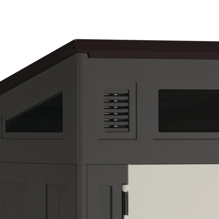 Modernist Storage Shed, 200 cu ft, 6 ft 2.5" x 5 ft 8.25" x 7 ft 5.75", Peppercorn/Black/Passive