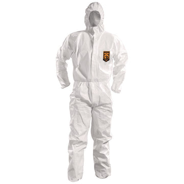 A50 Breathable Splash and Particle Protection Overalls, Zip Front, Hood, Elastic Wrists/Ankles, White, 2X-Large, 25/Carton