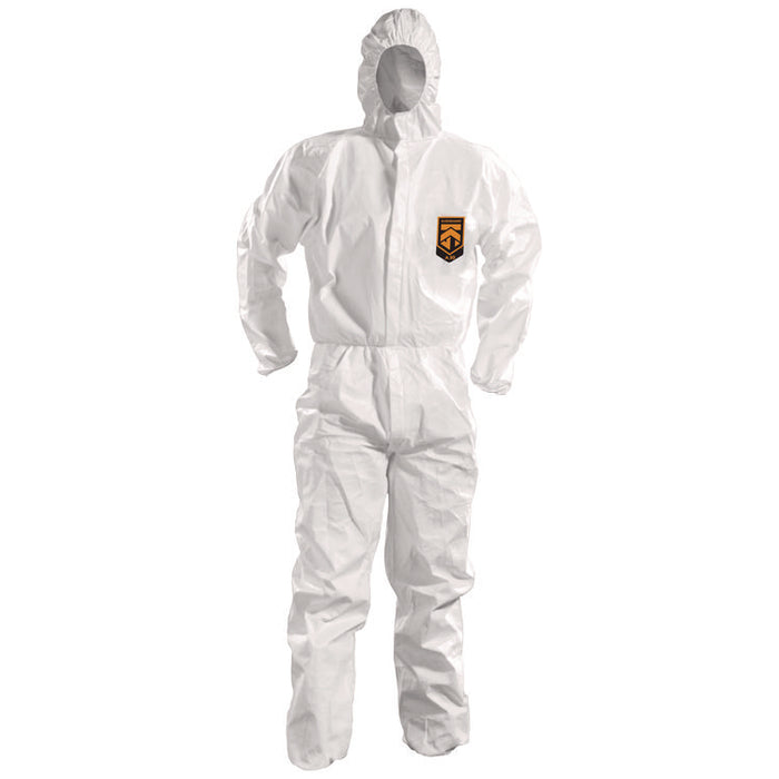 A50 Breathable Splash and Particle Protection Overalls, Zip Front, Hood, Elastic Wrists/Ankles, White, 2X-Large, 25/Carton