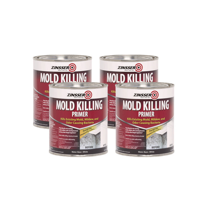 Mold Killing Primer, Flat White, 1 qt Bucket/Pail, 4/Carton