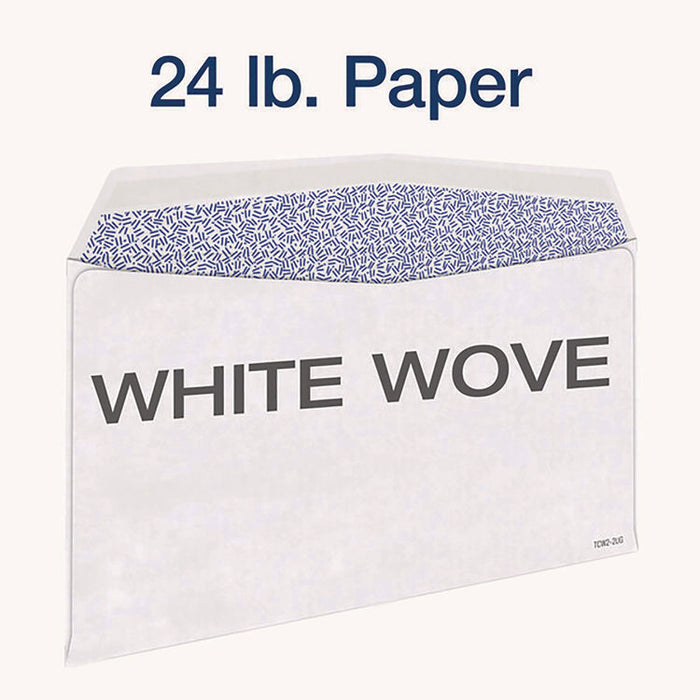 2-Up W-2 Gummed Seal Double-Window Security Tint Envelopes, Commercial Flap, 9.5 x 5.63, White, 24/Pack