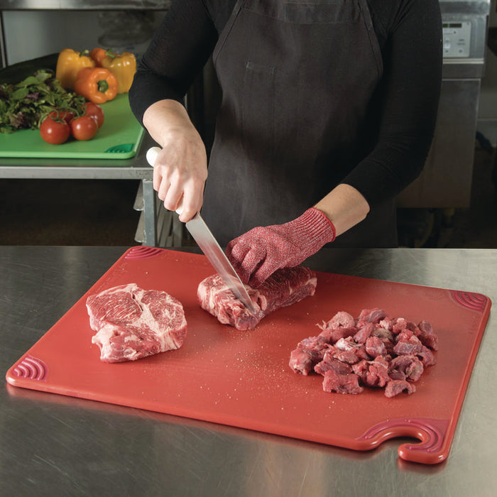 Saf-T-Grip Cutting Board, Plastic, 24 x 18, x 0.5, Red