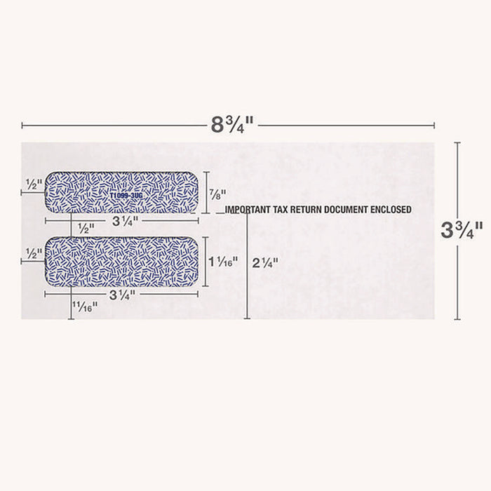 3-Up 1099-NEC Gummed Seal Double-Window Security Tint Envelopes, Commercial Flap, 8.75 x 3.75, White, 24/Pack