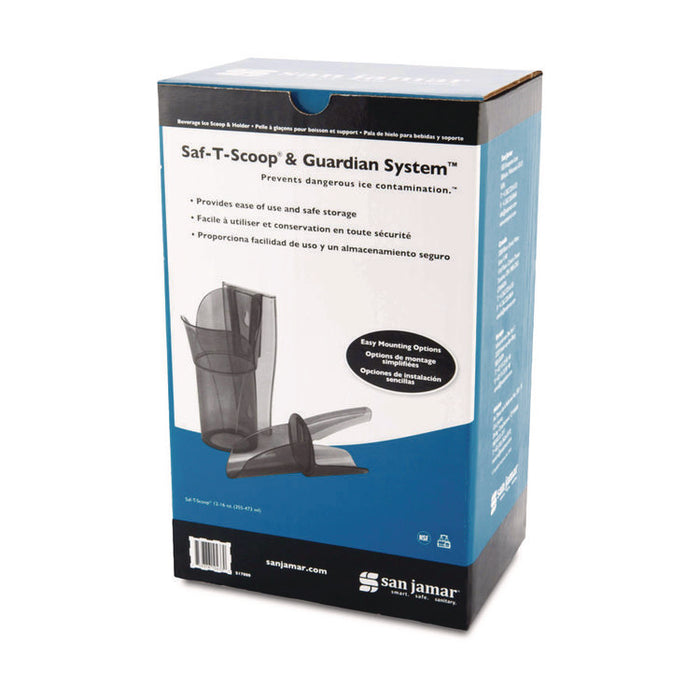 Saf-T-Scoop and Guardian System for Ice Machines, 12 oz to 16 oz Ice Scoop, Transparent Blue, 50/Carton