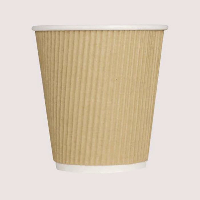 Ripple Hot Cups, 10 oz, Paper, Kraft/White, 500/Carton