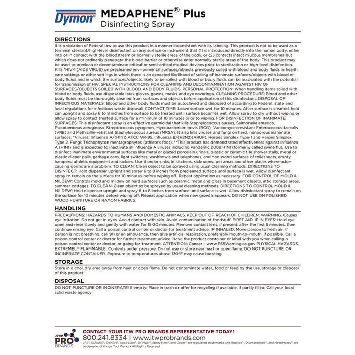 Medaphene Plus Disinfectant Spray, 15.5 oz Aerosol Spray, 12/Carton