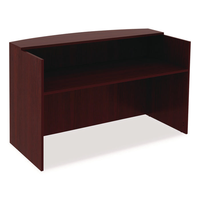 Alera Valencia Series Reception Desk with Transaction Counter, 71" x 35.5" x 29.5" to 42.5", Mahogany