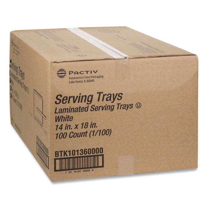 Laminated Foam Serving Tray, 18 x 14 x 2.18, White, 100/Carton