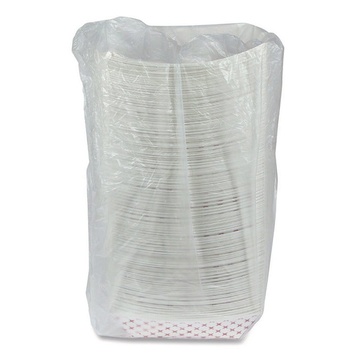Paperboard Food Tray, 3 lb, 7.75 x 5.1 x 2.1, Red/White, 500/Carton
