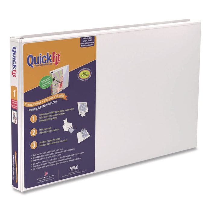 QuickFit Ledger D-Ring View Binder, 3 Rings, 1" Capacity, 11 x 17, White