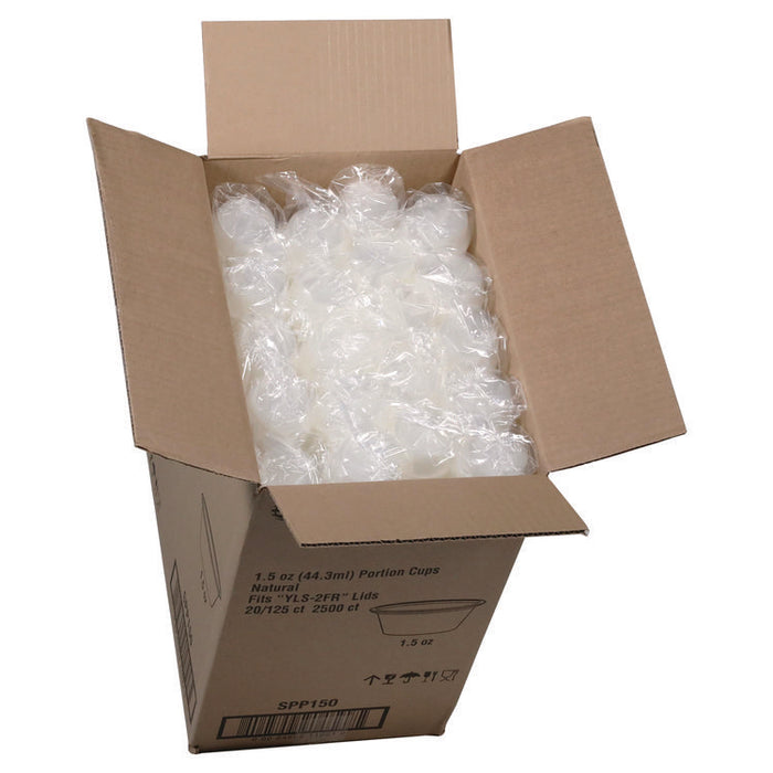 Plastic Portion Cup, 1.5 oz, Translucent, 125/Sleeve, 20 Sleeves/Carton