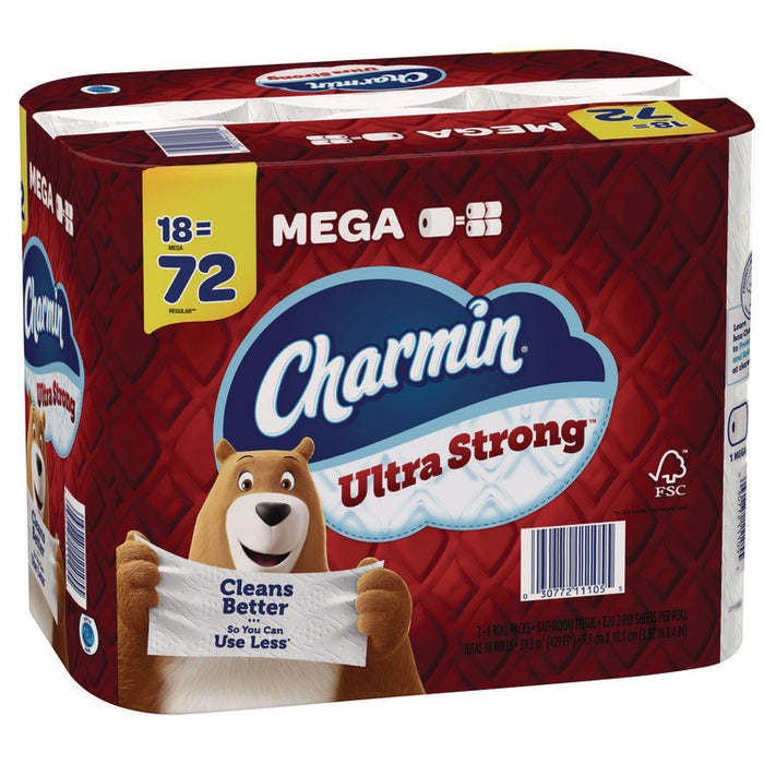 Ultra Strong Bathroom Tissue, Septic Safe, 2-Ply, White, 220 Sheets/Roll, 18 Rolls/Pack