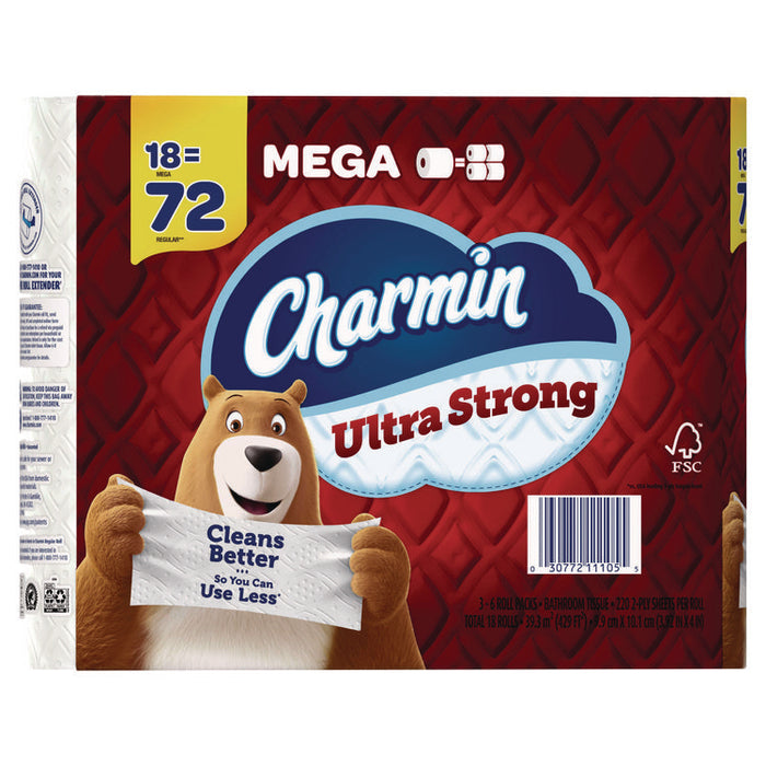 Ultra Strong Bathroom Tissue, Septic Safe, 2-Ply, White, 220 Sheets/Roll, 18 Rolls/Pack