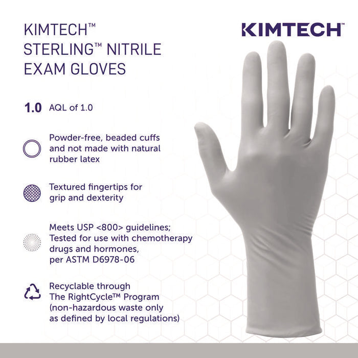 STERLING Nitrile Exam Gloves, Powder-Free, X-Small, 3.5 mil Thick, 12" Long, Sterling Gray, 100/Box