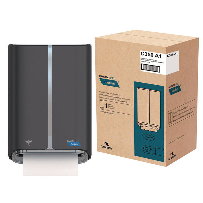 Tandem Electronic Roll Towel Dispenser, 8.78 x 11.5 x 16.65, Dark Gray