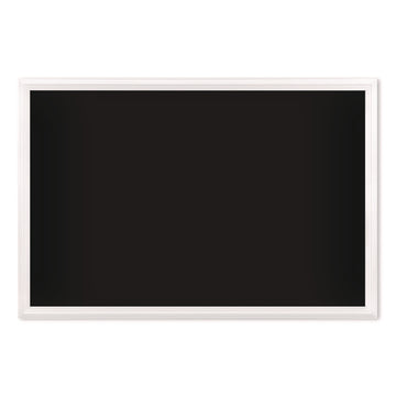 Magnetic Chalkboard with Decor Frame, 30" x 20", Black Surface, White Wood Frame