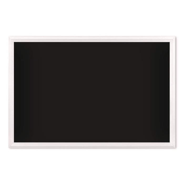 Magnetic Chalkboard with Decor Frame, 30" x 20", Black Surface, White Wood Frame