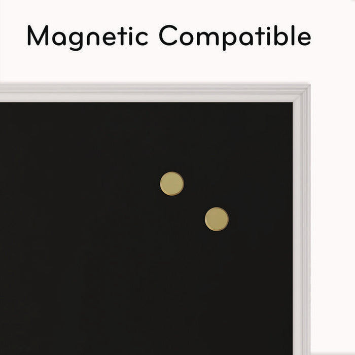 Magnetic Chalkboard with Decor Frame, 30" x 20", Black Surface, White Wood Frame