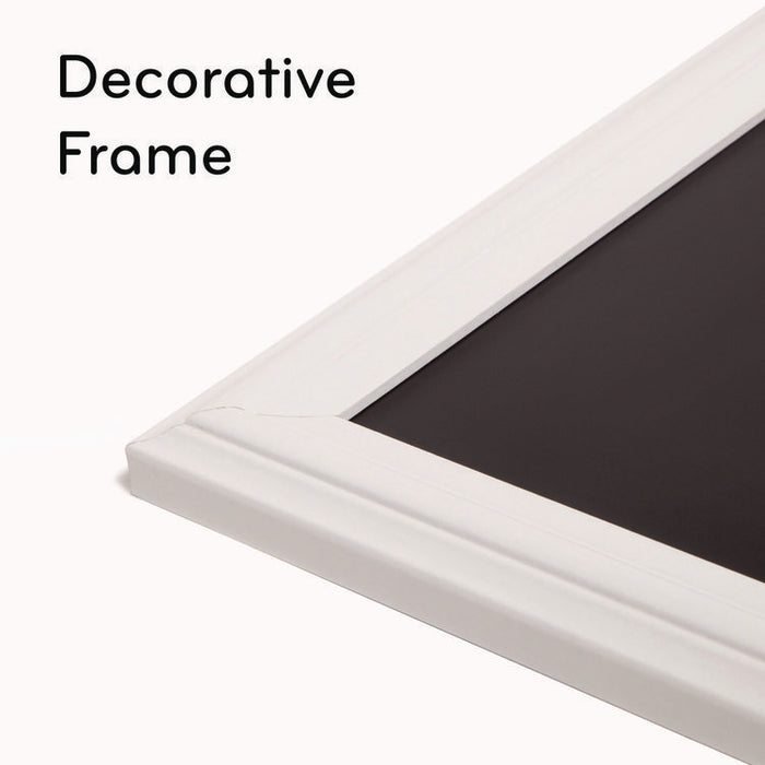 Magnetic Chalkboard with Decor Frame, 30" x 20", Black Surface, White Wood Frame