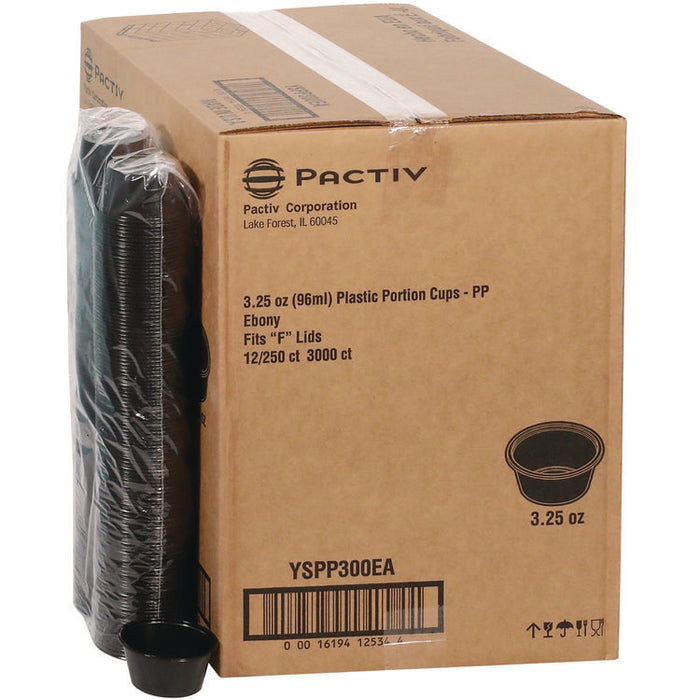 Plastic Portion Cup, 3.25 oz, Black, 3,000/Carton