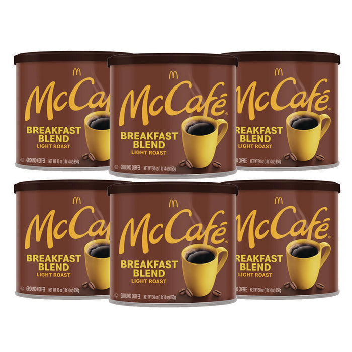 Ground Coffee, Breakfast Blend, 30 oz Can, 6/Carton