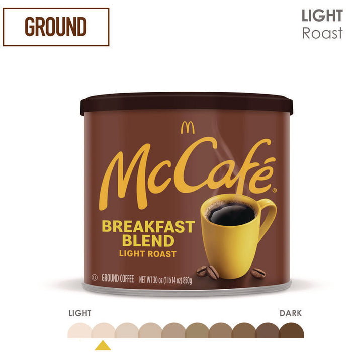 Ground Coffee, Breakfast Blend, 30 oz Can, 6/Carton