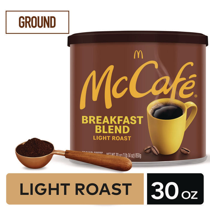 Ground Coffee, Breakfast Blend, 30 oz Can, 6/Carton