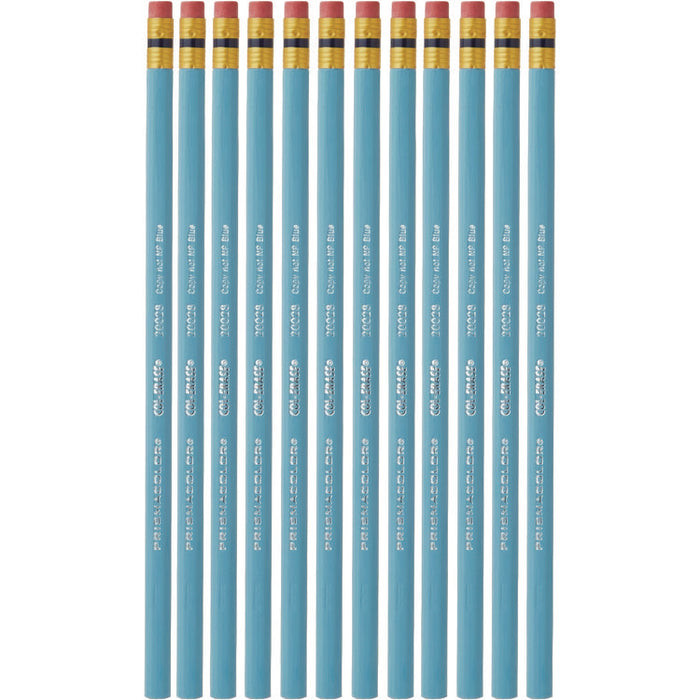 Col-Erase Pencil with Eraser, 0.7 mm, 2B, Non-Photo Blue Lead, Non-Photo Blue Barrel, Dozen