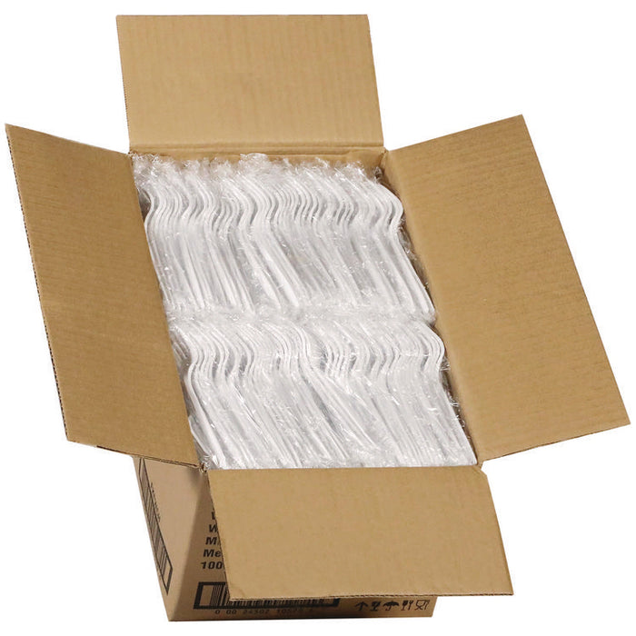 Fieldware Cutlery, Individually Wrapped, Mediumweight Fork, Plastic, White, 1,000/Carton