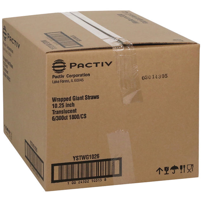 Giant Paper-Wrapped Straw, 10.25", Polypropylene, Translucent, 1,800/Carton