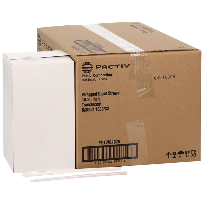 Giant Paper-Wrapped Straw, 10.25", Polypropylene, Translucent, 1,800/Carton