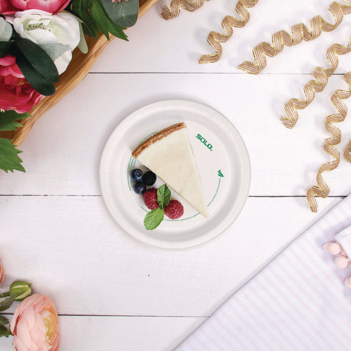 Compostable Paper Dinnerware, ProPlanet Seal, Plate, 6" dia, White, 125/Pack