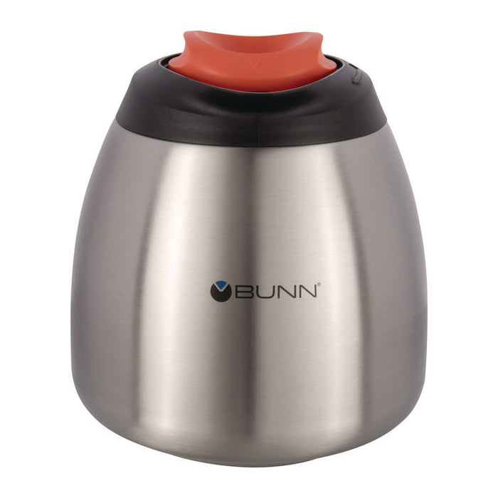 Decaf Thermal Carafe, 64 oz, Stainless Steel/Black/Orange
