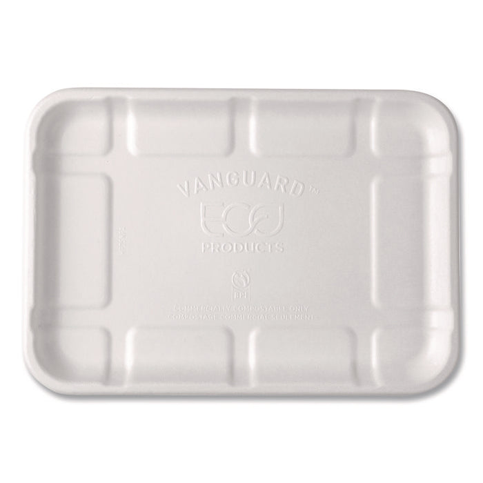 Meat and Produce Food Trays, 8.5 x 6.2 x 0.5, White, Sugarcane Fiber, 400/Carton