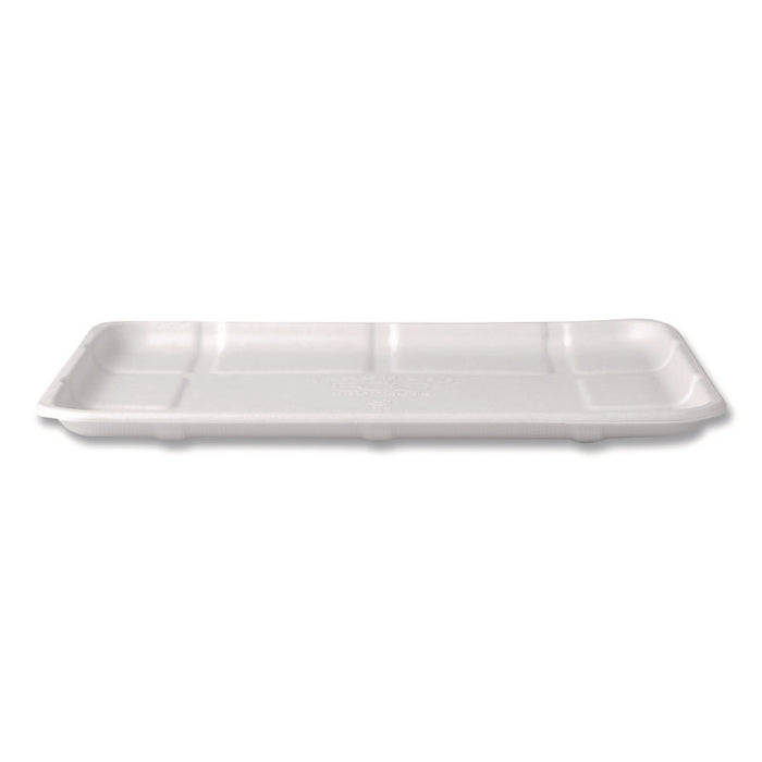 Meat and Produce Food Trays, 10.52 x 8.5 x 0.5, White, Sugarcane Fiber, 300/Carton