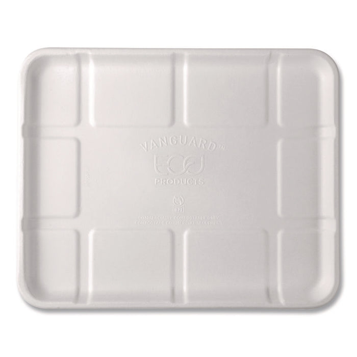 Meat and Produce Food Trays, 10.52 x 8.5 x 0.5, White, Sugarcane Fiber, 300/Carton