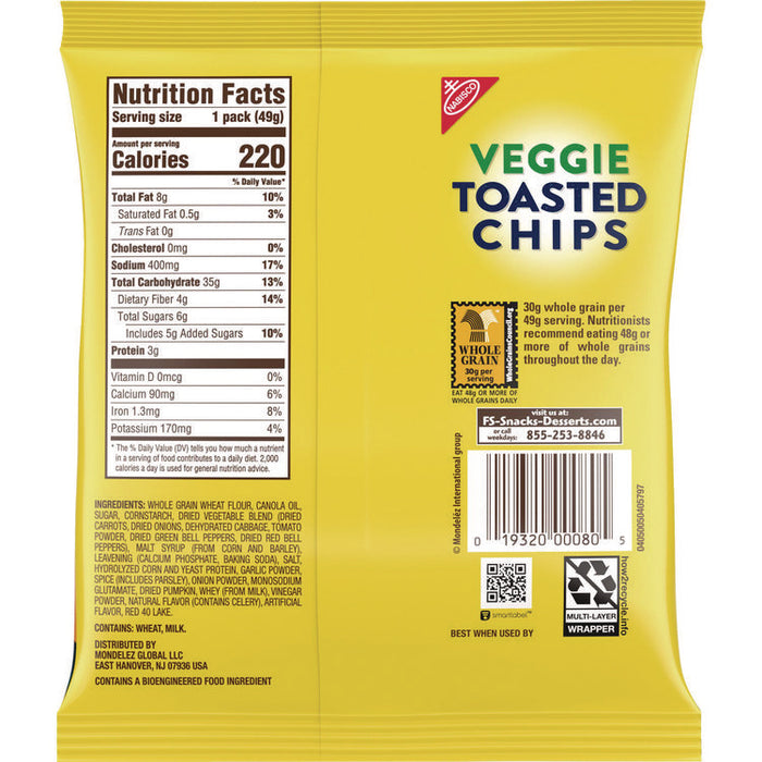 Wheat Thins Toasted Veggie Chips, 1.75 oz Bag, 60/Carton