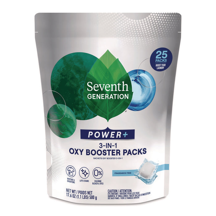 Power+ 3-in-1 Oxy Booster Packs, Fragrance-Free, 17.6 oz, 25 Tabs/Pack, 6 Packs/Carton