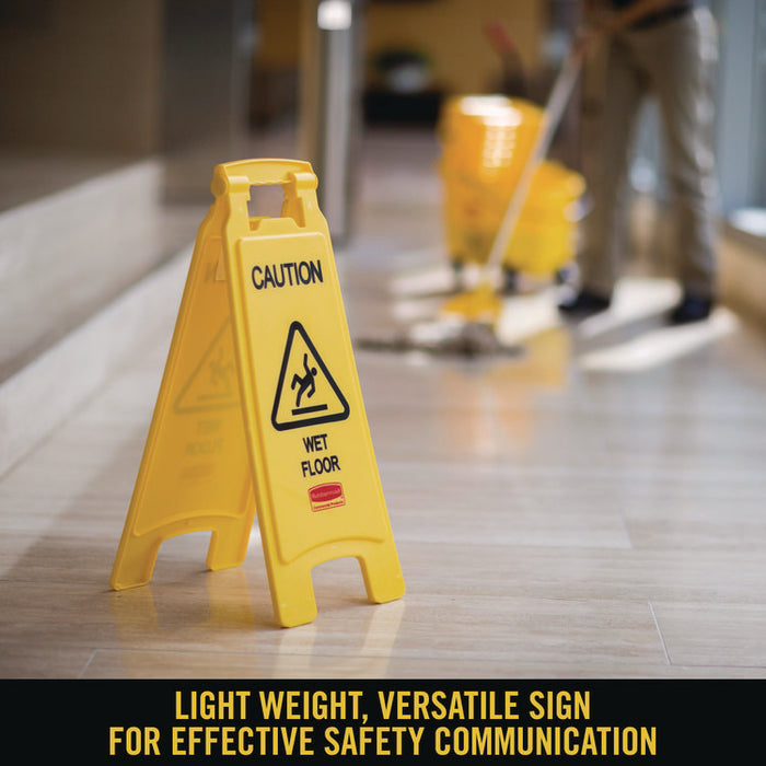 "Caution Wet Floor"Caution Wet Floor" Sign, 11 x 12 x 25, Bright Yellow Sign, 11 x 12 x 25, Yellow, 6/Carton