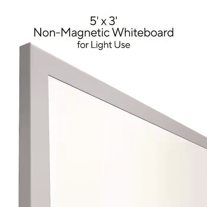 Melamine Dry Erase Board, 60" x 36", White Surface, Gray/Natural Aluminum Frame