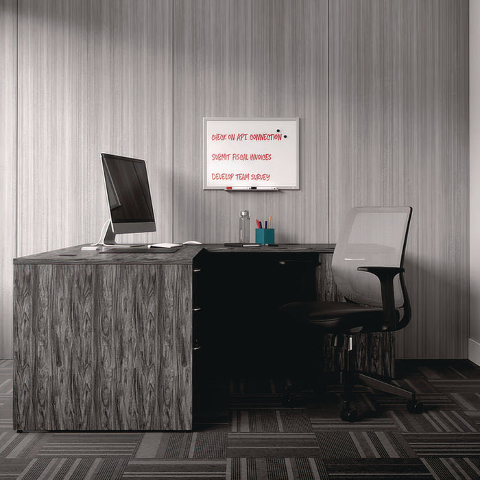Magnetic Steel Dry Erase Board, 18" x 24", White Surface, Gray/Natural Aluminum Frame