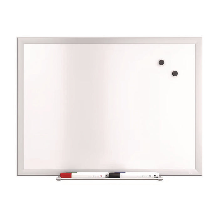 Magnetic Steel Dry Erase Board, 18" x 24", White Surface, Gray/Natural Aluminum Frame