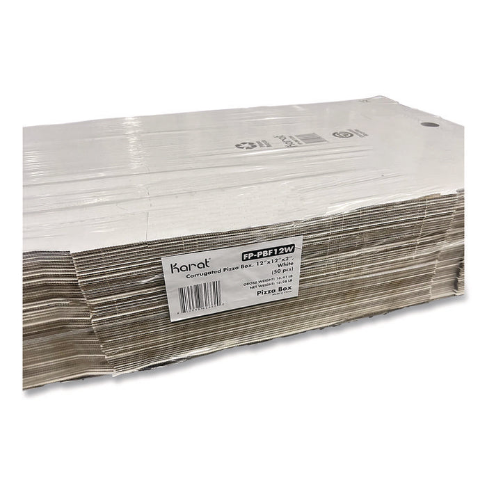 Corrugated Pizza Boxes, 12 x 12 x 1.97, White/Brown, 50/Carton