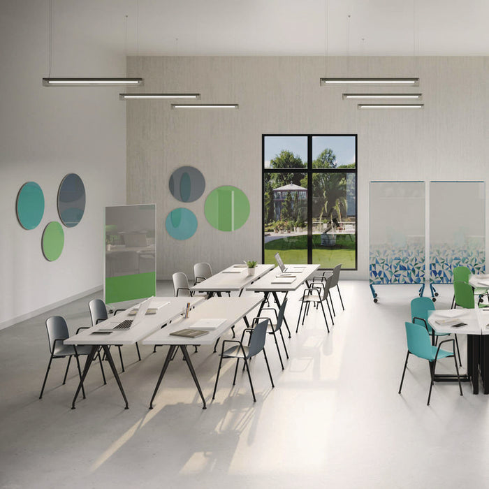 Coda Low Profile Circular Magnetic Glassboard, 48 x 48, Smoke Surface