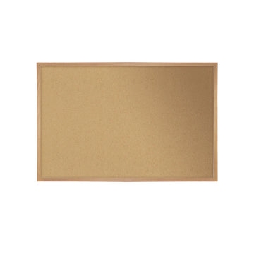 Natural Cork Bulletin Board with Wood Frame, 87.94" x 48.5", Tan Surface, Natural Oak Frame