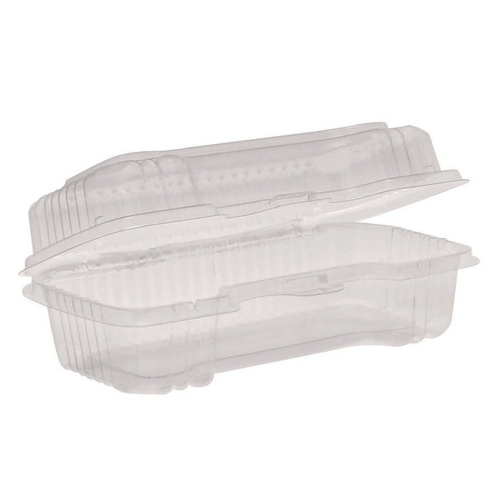 Hinged Lid Hot Dog Container, 6.5 x 2.8 x 2.3, Clear, Plastic, 250/Carton