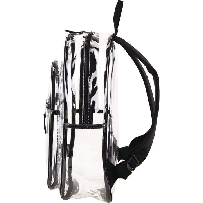 Clear with Color Trim Backpack, 11.5" x 5" x 16.5", Clear/Black