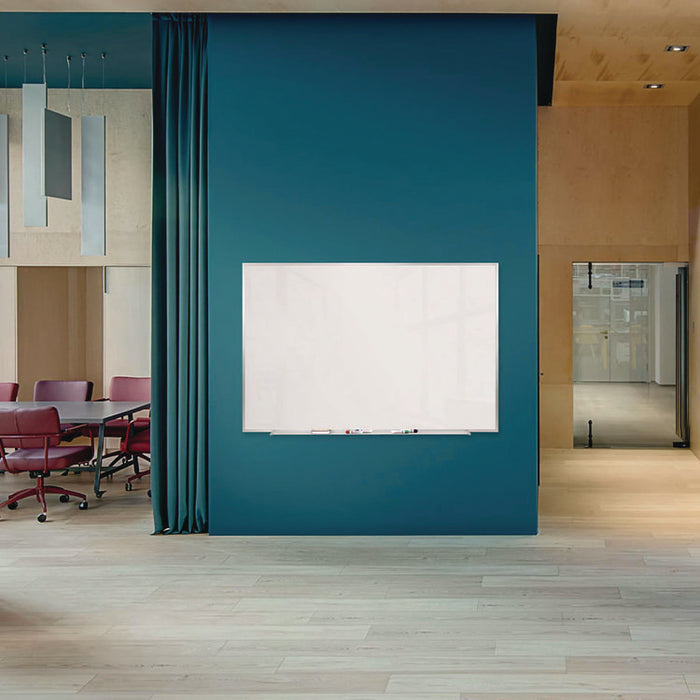 M1 Porcelain Magnetic Whiteboard, 87.91" x 48.5", White Surface, Satin Aluminum Frame